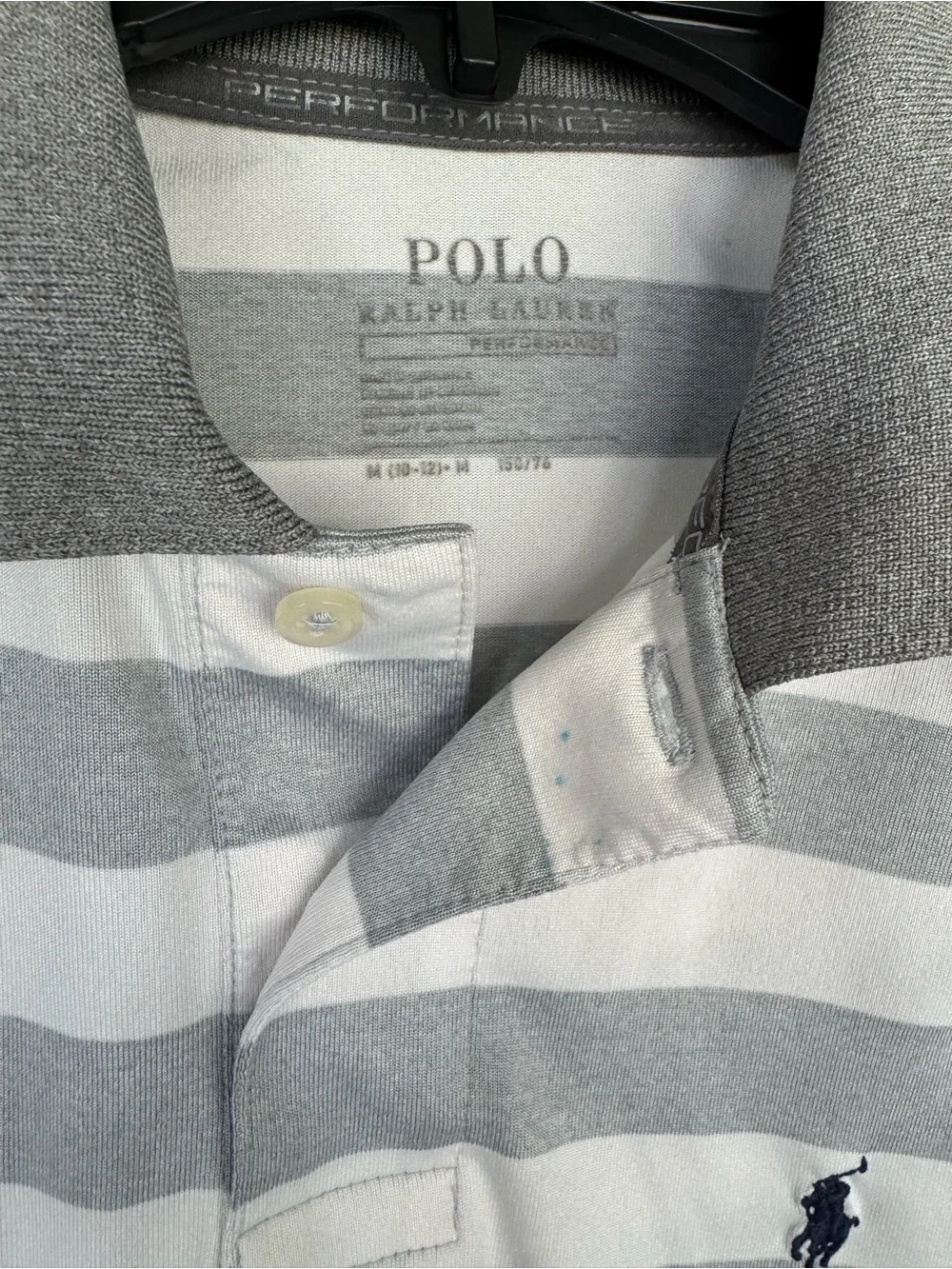 Polo by Ralph Lauren White and Gray Striped Polo M(10-12)